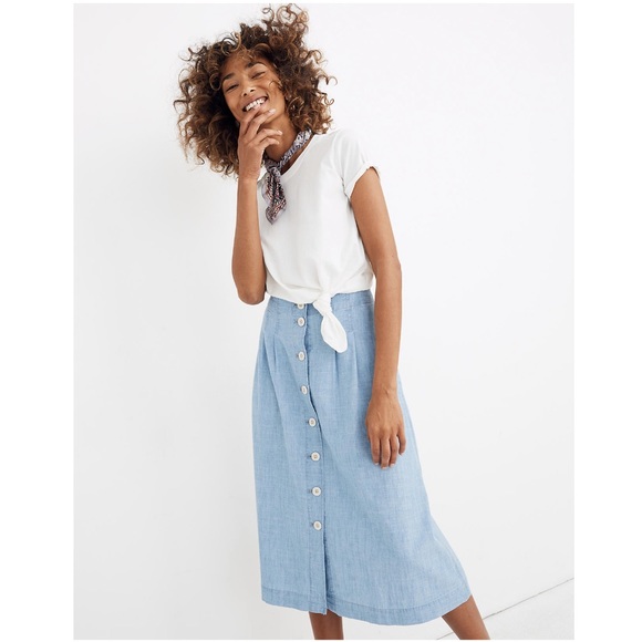 Madewell Dresses & Skirts - NWT Madewell Chambray Button-Front Midi Skirt